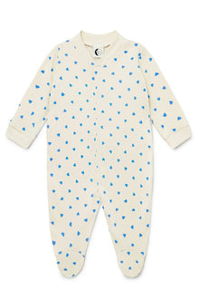  BABY SLEEPSUIT - MARINA BLUE HEARTS - Sleep Doe