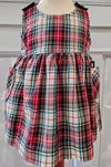 Reversible Pinafore Dress - Navy Cord/Cheque - Ruth Lednik