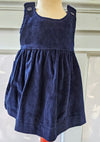 Reversible Pinafore Dress - Navy Cord/Cheque - Ruth Lednik