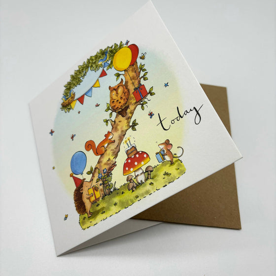 2nd Birthday Card - Woodland Mouse - Ink Snail Limited