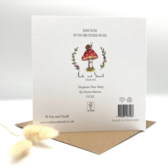 New Baby Card - Elephant New Baby - Ink Snail Limited