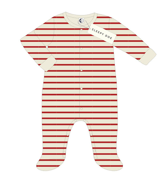 Red and Oatmeal Breton Romper - Sleep Doe