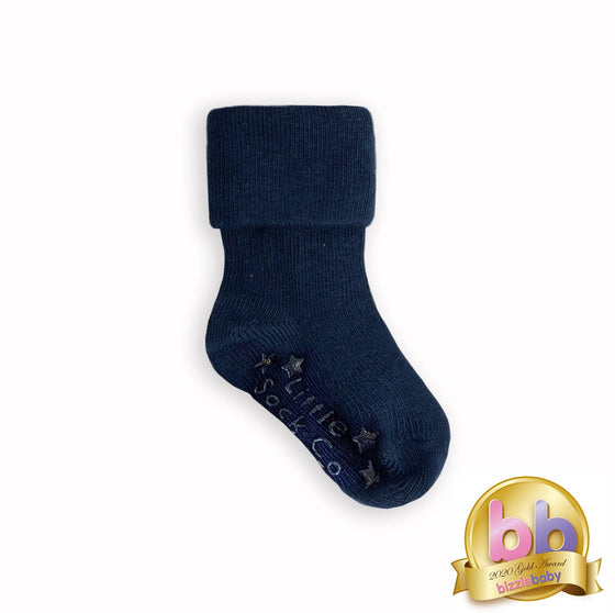 Non-Slip Stay on Baby and Toddler Socks - Plain Navy - The Little Sock Company