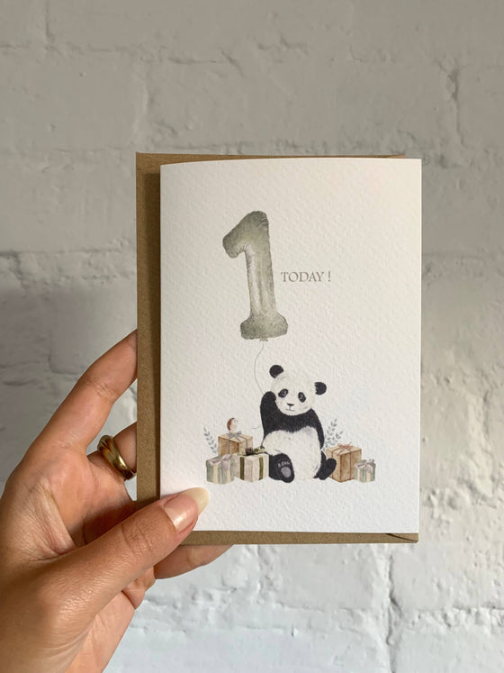 Panda 1st Birthday Card - Little Roglets