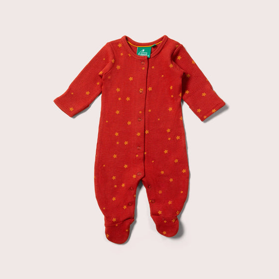 Hazelnut Stars Organic Waffle Babygrow - Little Green Radicals