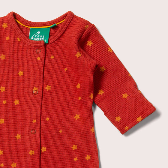 Hazelnut Stars Organic Waffle Babygrow - Little Green Radicals