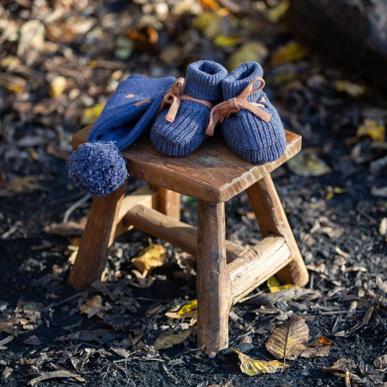 Dreamy Blue Knitted Booties - Little Green Radicals