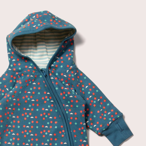 Blue Flowers Reversible Hooded Snug As A Bug Suit - Little Green Radicals