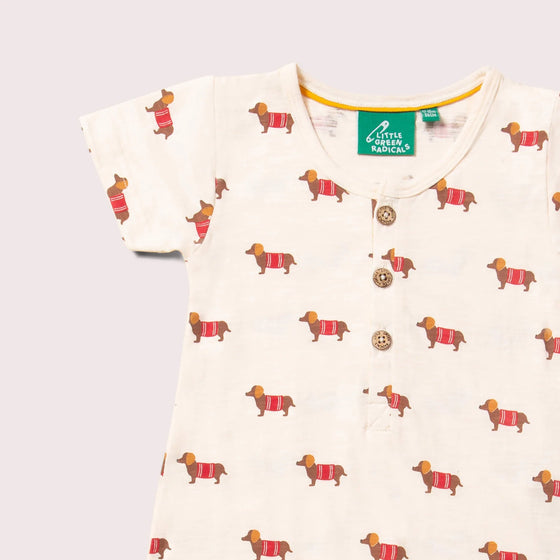 Cream Sausage Dogs Organic Summer Romper - Little Green Radicals