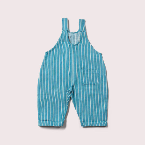 Horizon Blue Striped Roll Up Dungarees - Little Green Radicals