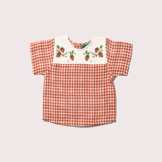 Little Red Check Loose Short Sleeve Top - Little Green Radicals