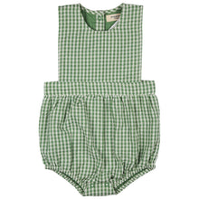  Bib Romper (Seersucker Check) - Green - Pigeon Organics