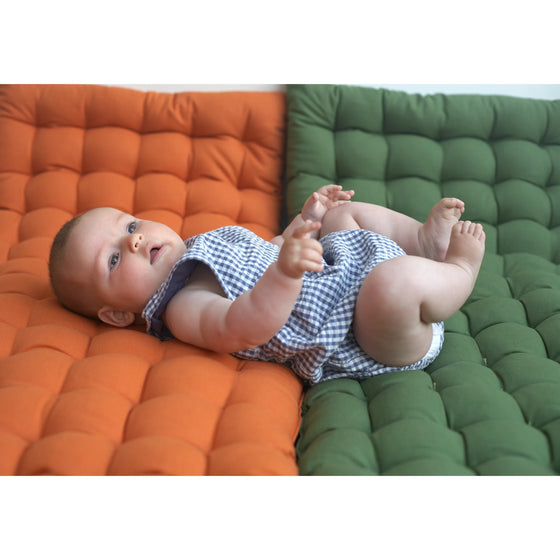 Bib Romper (Seersucker Check) - Green - Pigeon Organics