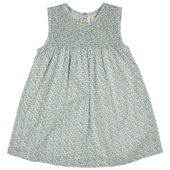 Sleeveless Smock Dress - Ditsy, Blue - Pigeon Organics