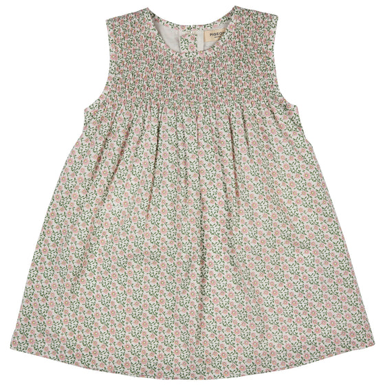 Sleeveless Smock Dress - Ditsy, Pink - Pigeon Organics