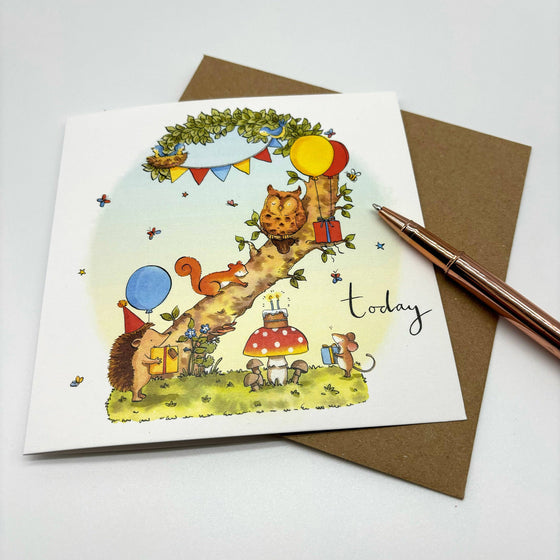 2nd Birthday Card - Woodland Mouse - Ink Snail Limited