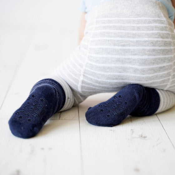 Non-Slip Stay on Baby and Toddler Socks - Plain Navy - The Little Sock Company