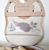 Silicone bib with Hedgehog collection tray - Beige