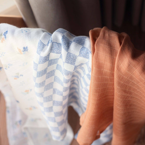 Organic Baby Muslin Squares Set of 3 - Coastline - Avery Row