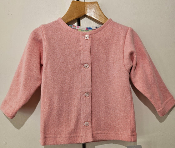 Pink Cotton Mix Cardiganwith Butterfly Trimming - Ruth Lednik